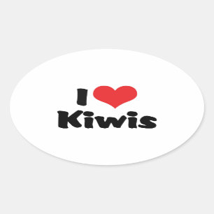 Sticker Ovale I Love Heart Kiwis - Kiwi Bird Lover