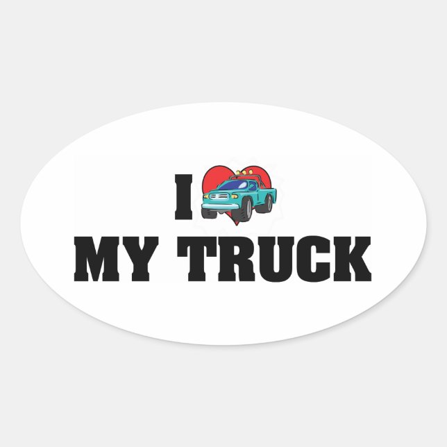 Sticker Ovale I Love Heart My Truck - Truck Lover (Devant)