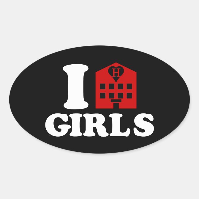 Sticker Ovale I Love Hotel Girls (Devant)