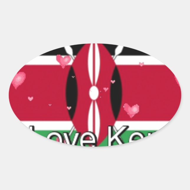Sticker Ovale I Love Kenya et "Hakuna Matata" Art Print (Devant)