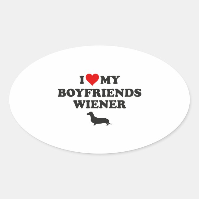 Sticker Ovale I Love My Boyfriends Wiener (Devant)