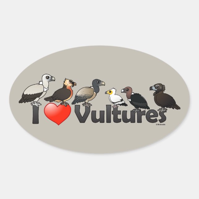 Sticker Ovale I Love Vultures (Eurasie) (Devant)