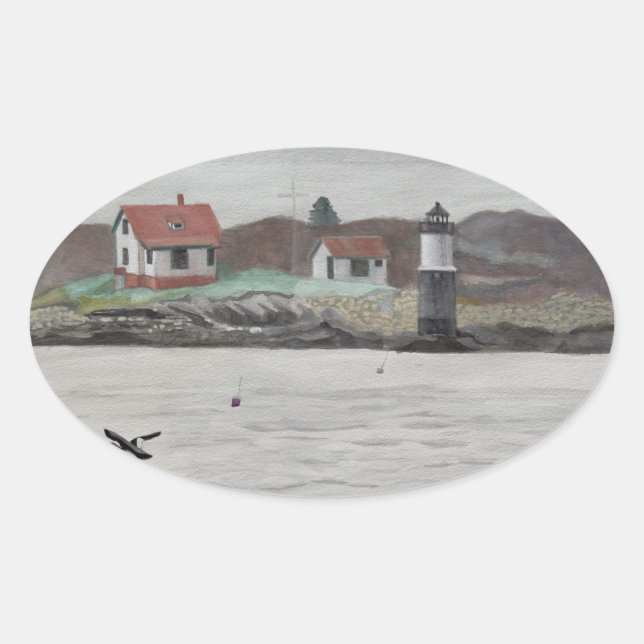 Sticker Ovale Île Ram Maine (Devant)