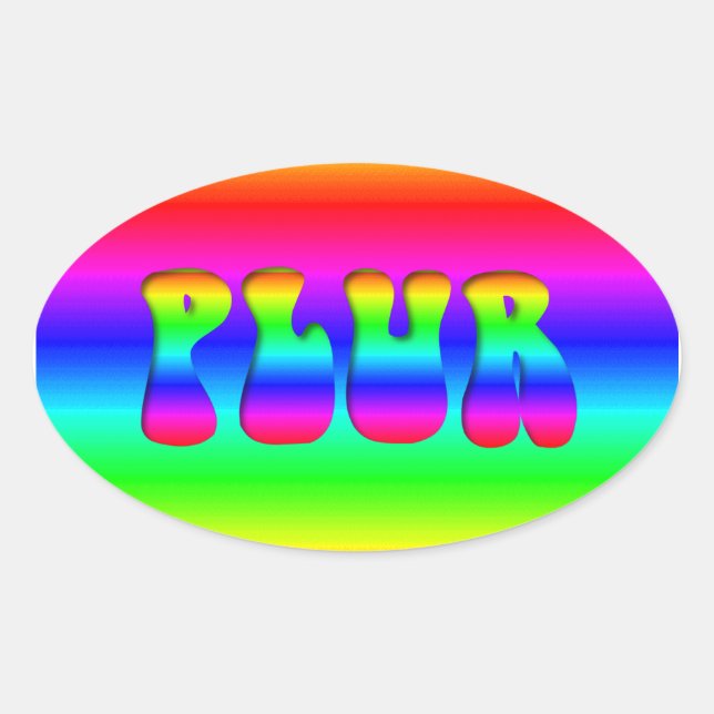 Sticker Ovale Illusion optique arc-en-ciel PLUR (Devant)