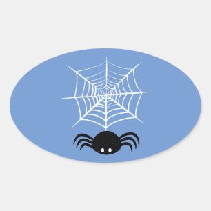 Sticker Ovale Illustration d'araignée effrayante d'Halloween