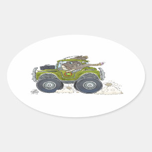 Sticker Ovale Illustration de bande dessinée d'un éléphant