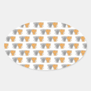 Sticker Ovale Illustration de chatons adorables et duveteux - Ar