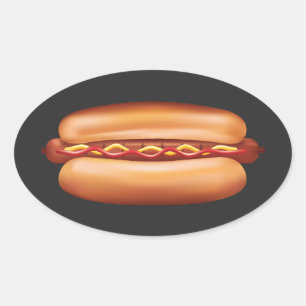 Sticker Ovale Illustration de Hot Dog Fast Food