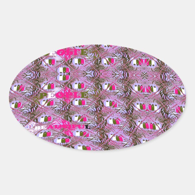 Sticker Ovale Impression d'art de motif abstrait dense et comple (Devant)