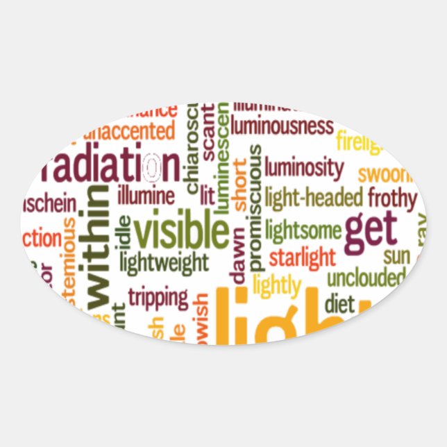 Sticker Ovale Impression d'art de nuage de mots lumineux (Devant)