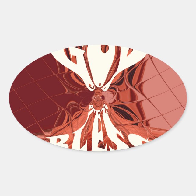 Sticker Ovale Impression d'art Dieu béni (Devant)