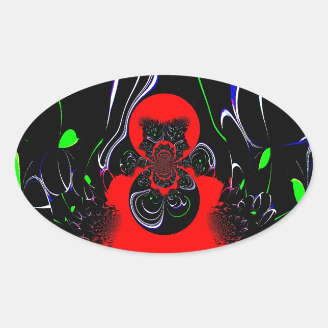 Sticker Ovale Impression d'art fluide Kaleidoscope (Devant)