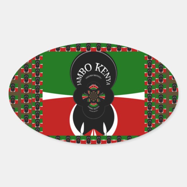 Sticker Ovale Impression d'art Jambo Kenya (Devant)