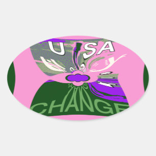 Sticker Ovale Impression d'art sur le changement aux États-Unis