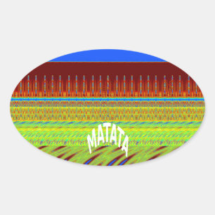 Sticker Ovale Impression Motif géométrique coloré