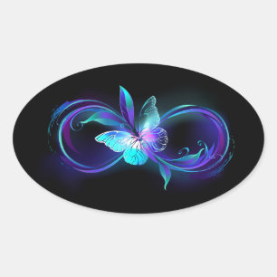 Sticker Ovale Infinité brillante avec papillon magique