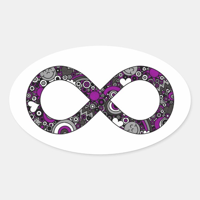 Sticker Ovale Infinité Neurodivers Doodle Ace Asexuel Pride (Devant)