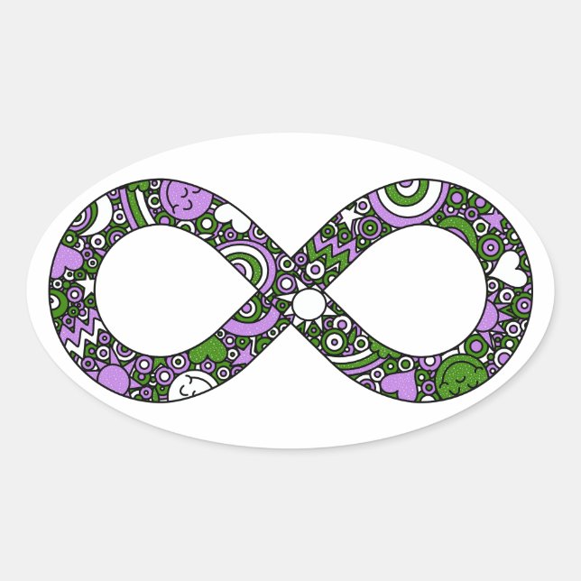 Sticker Ovale Infinité Neurodivers Doodle Genderqueer Pride (Devant)