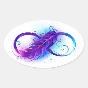 Sticker Ovale Infinity with purple feather