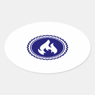 Sticker Ovale Insigne de flamme bleue du pompier du premier inte