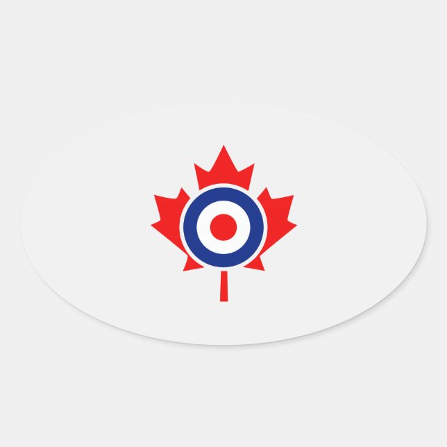 Sticker Ovale Insigne de morue de la feuille d'érable canadienne (Devant)