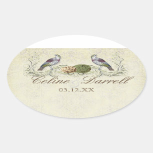 Sticker Ovale Invitation des ailes de l'amour - Mariage petit Ét