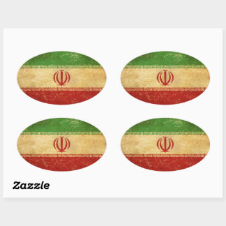 Sticker Ovale Iran - Drapeau Vintage