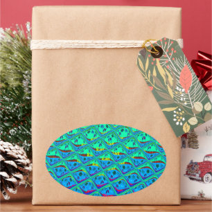 Sticker Ovale Italien bleu sirène Motif Art Imprimer