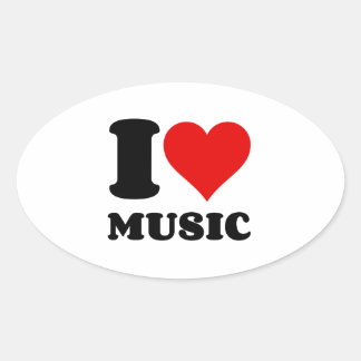 STICKER OVALE J'ADORE LE COEUR MUSIQUE