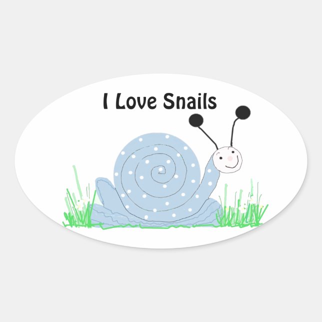 Sticker Ovale J'adore les escargots (Devant)