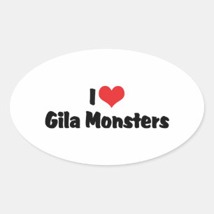 Sticker Ovale J'adore les monstres de Gila (cœur) - amoureux de
