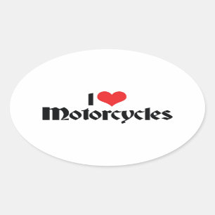 Sticker Ovale J'adore les motos Heart