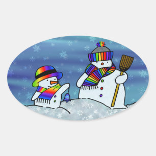 Sticker Ovale J'adore l'hiver !