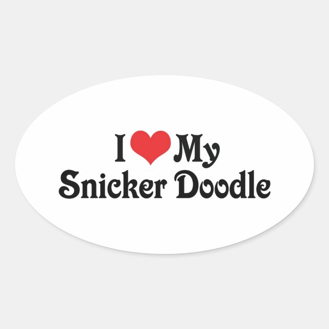 Sticker Ovale J'adore mon Snicker Doodle (Devant)