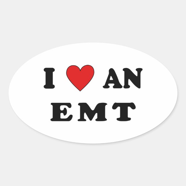Sticker Ovale J'adore un EMT (Devant)