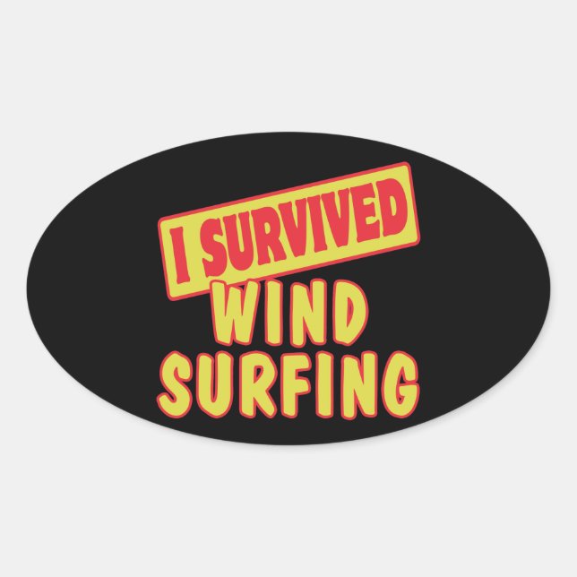 STICKER OVALE J'AI SURVÉCU À LA PLANCHE À VOILE (Devant)
