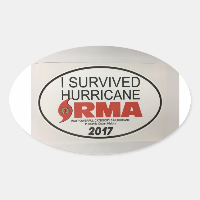 Sticker Ovale J'ai survécu à l'ouragan IRMA OVAL Decal (Devant)