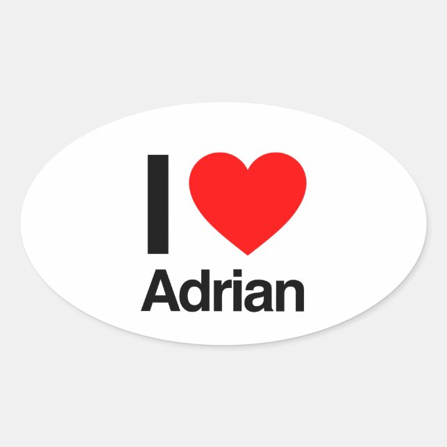 Sticker Ovale j'aime adrian (Devant)