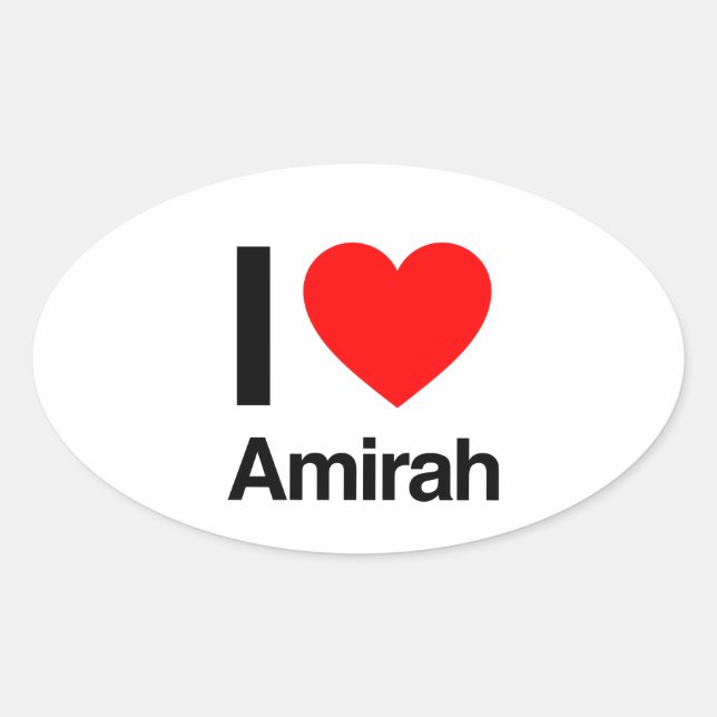 Sticker Ovale j'aime amirah (Devant)