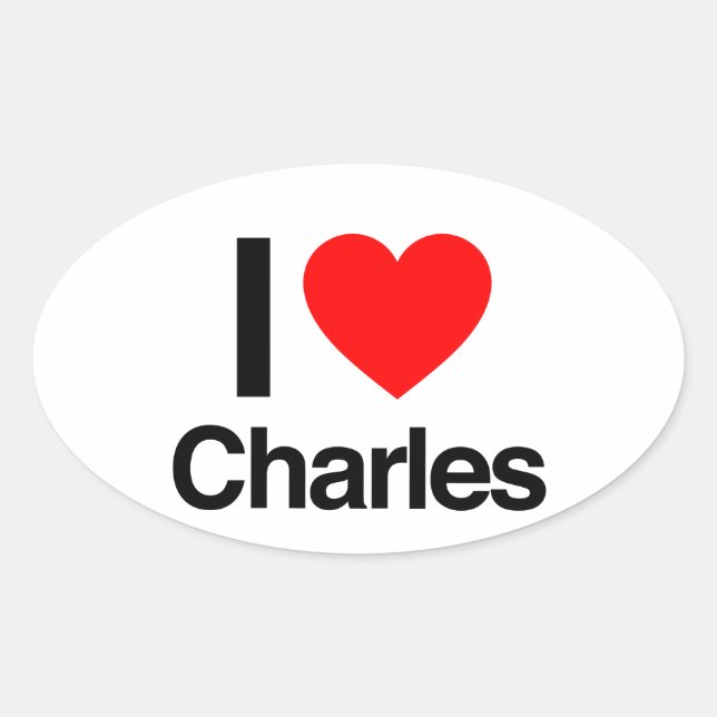 Sticker Ovale j'aime charles (Devant)
