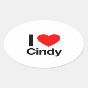 Sticker Ovale j'aime cindy