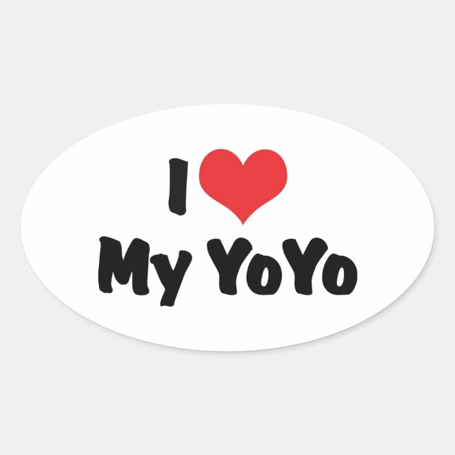 Sticker Ovale J'aime cœur mon YoYo (Devant)