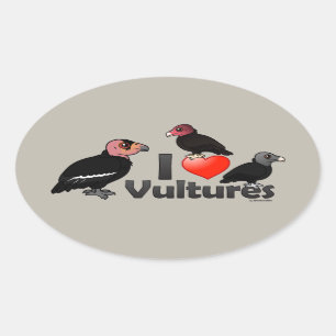 Sticker Ovale J'aime des vautours (Amérique du Nord)