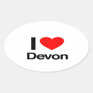 Sticker Ovale j'aime devon