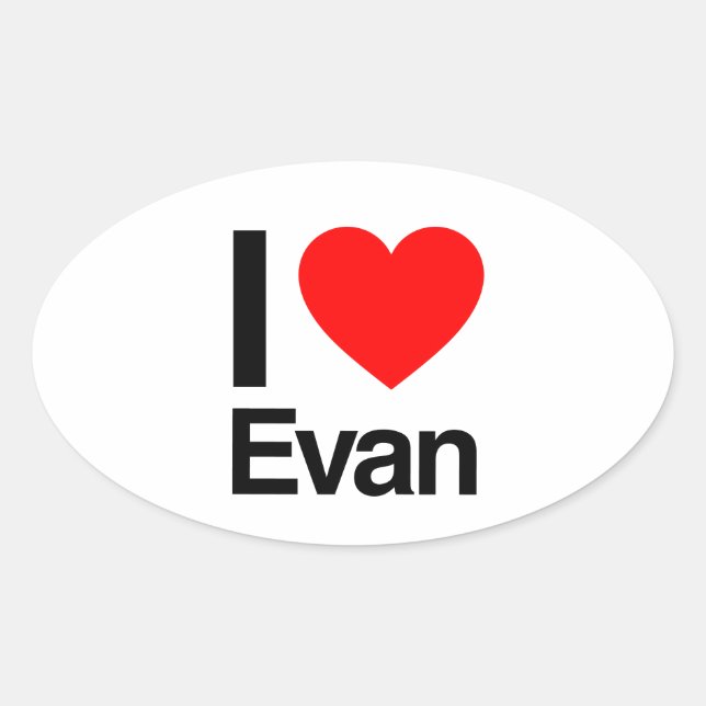 Sticker Ovale j'aime evan (Devant)
