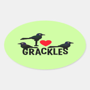 Sticker Ovale J'aime Grackles