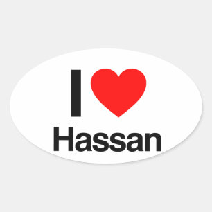 Sticker Ovale j'aime hassan