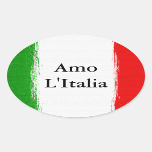 Sticker Ovale J'aime Italy.Flag de l'Italie