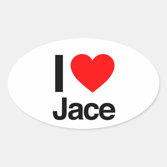 Sticker Ovale j'aime jace (Devant)