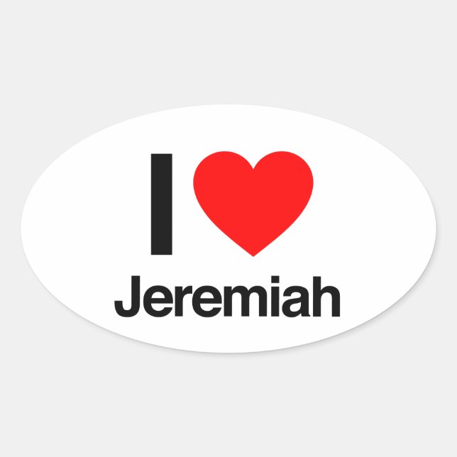 Sticker Ovale j'aime jeremiah (Devant)